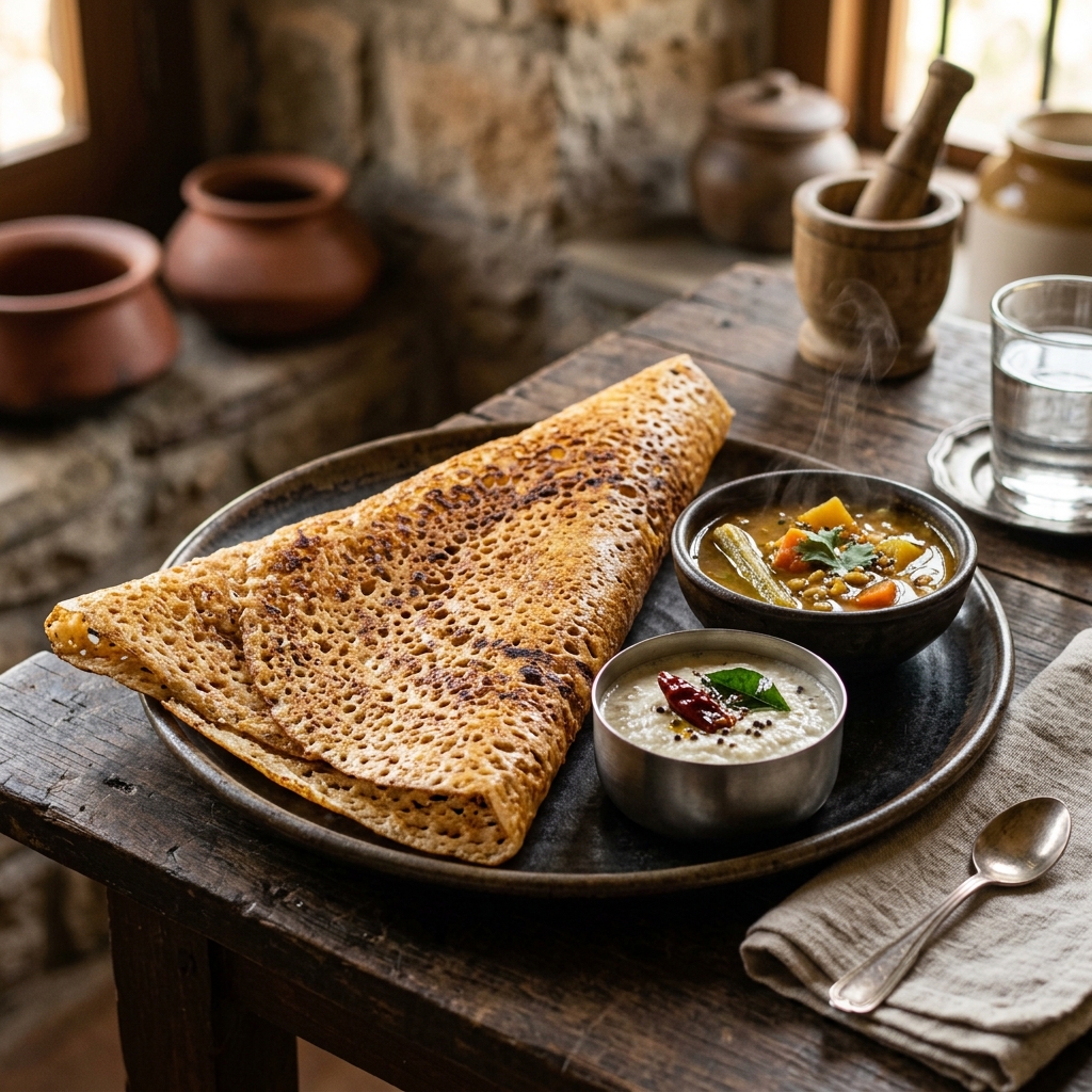 Jowar Dosa with Coconut Chutney